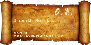 Ozsváth Melitta névjegykártya